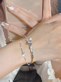 Thumbnail for Chic CZ Inlaid Butterfly Charm Cable Chain Bangle Bracelet - ArtGalleryZen