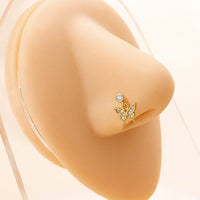 Thumbnail for Chic CZ Inlaid Butterfly Clover Arrow Heart Nose Piercing Nose Stud - ArtGalleryZen
