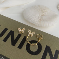 Thumbnail for Chic CZ Inlaid Butterfly Ear Cuff Chain Earrings - ArtGalleryZen