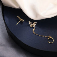 Thumbnail for Chic CZ Inlaid Butterfly Ear Cuff Chain Earrings - ArtGalleryZen