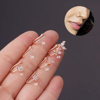 Thumbnail for Chic CZ Inlaid Cherry Butterfly Non Piercing Adjustable Nose Ring - ArtGalleryZen