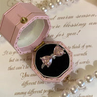 Thumbnail for Chic CZ Inlaid Colorful Crystal Heart Bowknot Ring - ArtGalleryZen