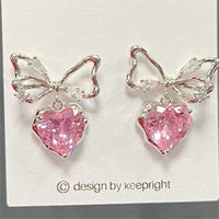 Thumbnail for Chic CZ Inlaid Crystal Bowknot Heart Dangle Earrings - ArtGalleryZen