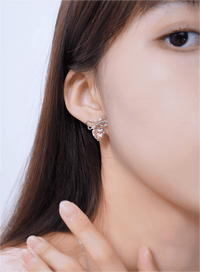 Thumbnail for Chic CZ Inlaid Crystal Bowknot Heart Dangle Earrings - ArtGalleryZen