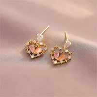 Thumbnail for Chic CZ Inlaid Crystal Floral Hollow Heart Earrings - ArtGalleryZen