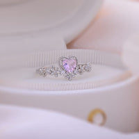 Thumbnail for Chic CZ Inlaid Crystal Heart Arrow Of Love Double Ring Floral Ring Set - ArtGalleryZen