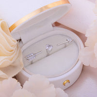 Thumbnail for Chic CZ Inlaid Crystal Heart Arrow Of Love Double Ring Floral Ring Set - ArtGalleryZen