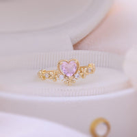 Thumbnail for Chic CZ Inlaid Crystal Heart Arrow Of Love Double Ring Floral Ring Set - ArtGalleryZen