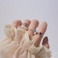 Thumbnail for Chic CZ Inlaid Crystal Heart Arrow Of Love Double Ring Floral Ring Set - ArtGalleryZen