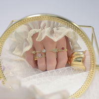 Thumbnail for Chic CZ Inlaid Crystal Heart Arrow Of Love Double Ring Floral Ring Set - ArtGalleryZen