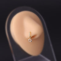 Thumbnail for Chic CZ Inlaid Dangle Nose Piercing Hoop Nose Ring - ArtGalleryZen