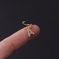 Thumbnail for Chic CZ Inlaid Dangling Initial Letter Nose Piercing Nose Hoop - ArtGalleryZen