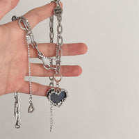 Thumbnail for Chic CZ Inlaid Detachable Heart Earrings Necklace - ArtGalleryZen