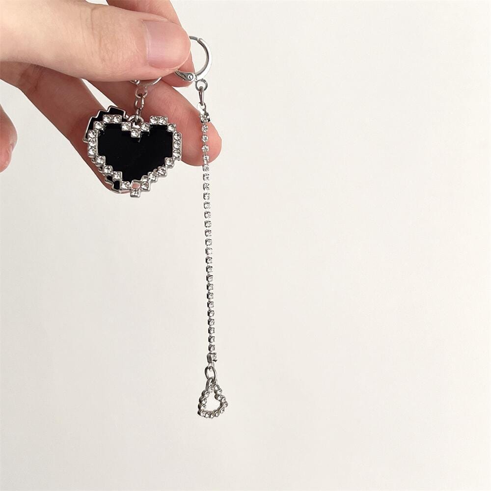 Chic CZ Inlaid Detachable Heart Earrings Necklace - ArtGalleryZen