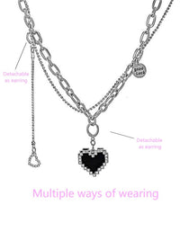 Thumbnail for Chic CZ Inlaid Detachable Heart Earrings Necklace - ArtGalleryZen