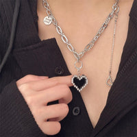 Thumbnail for Chic CZ Inlaid Detachable Heart Earrings Necklace - ArtGalleryZen