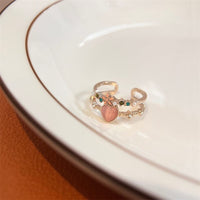 Thumbnail for Chic CZ Inlaid Enamel Floral Opal Heart Ring - ArtGalleryZen