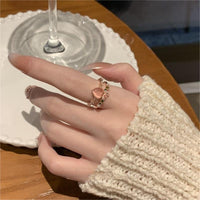 Thumbnail for Chic CZ Inlaid Enamel Floral Opal Heart Ring - ArtGalleryZen