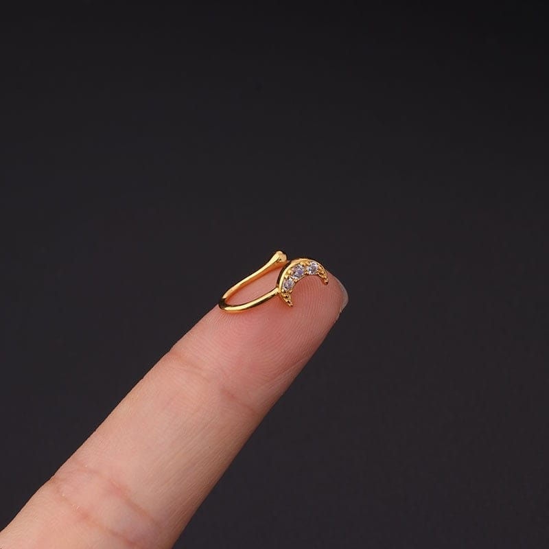 Chic CZ Inlaid Floral Heart Evil Eye Moon Star Non Piercing Nose Cuff - ArtGalleryZen