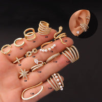 Thumbnail for Chic CZ Inlaid Helix Non Piercing Ear Cuff Earring - ArtGalleryZen