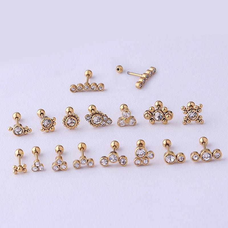 Chic CZ Inlaid Helix Piercing Stud Earring - ArtGalleryZen