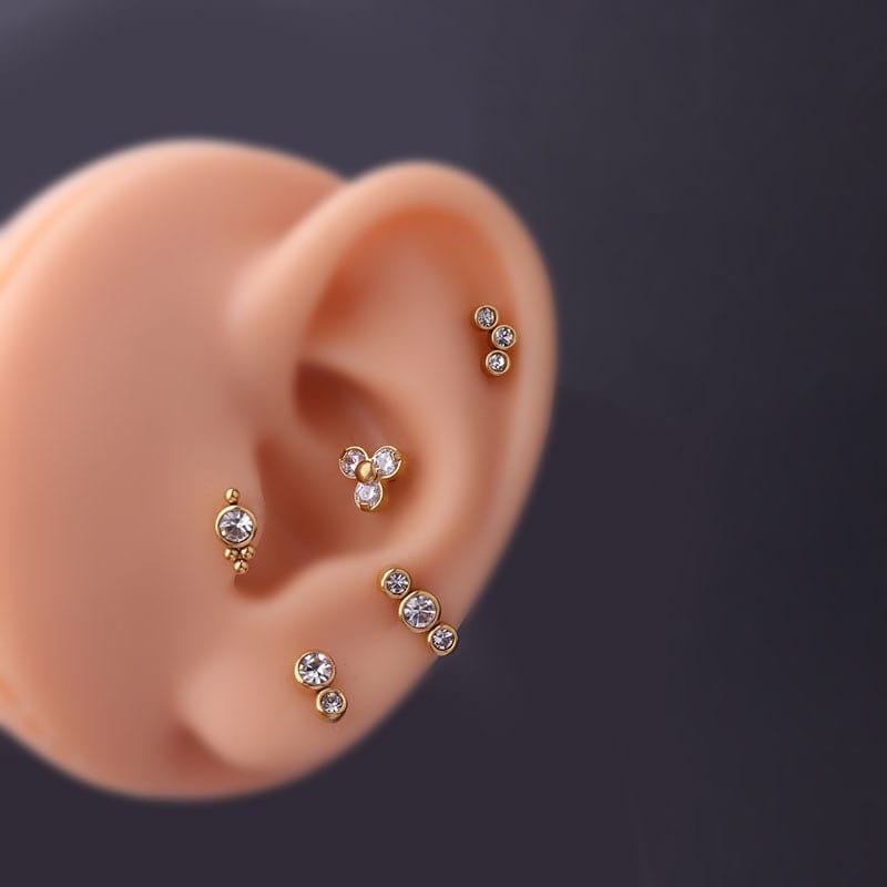 Chic CZ Inlaid Helix Piercing Stud Earring - ArtGalleryZen