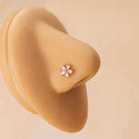 Thumbnail for Chic CZ Inlaid Opal Astronaut Alien Floral Heart Nose Piercing Nose Stud - ArtGalleryZen