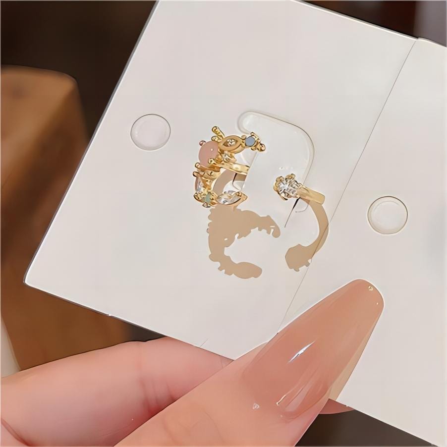 Chic CZ Inlaid Opal Moon Phase Ring - ArtGalleryZen