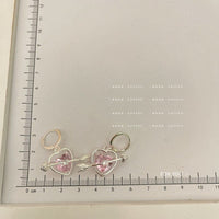 Thumbnail for Chic CZ Inlaid Pink Crystal Arrow Heart Earrings - ArtGalleryZen
