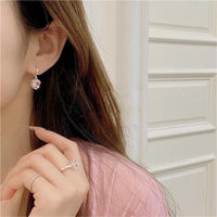 Thumbnail for Chic CZ Inlaid Pink Crystal Dangle Heart Earrings - ArtGalleryZen