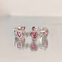 Thumbnail for Chic CZ Inlaid Pink Crystal Heart Ring - ArtGalleryZen
