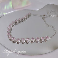 Thumbnail for Chic CZ Inlaid Pink Diamond Heart Necklace - ArtGalleryZen
