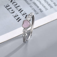 Thumbnail for Chic CZ Inlaid Pink Opal Heart Ring - ArtGalleryZen