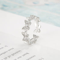 Thumbnail for Chic CZ Inlaid Silver Butterfly Ring - ArtGalleryZen
