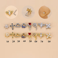 Thumbnail for Chic CZ Inlaid Snake Bat Cloud Floral Cross Heart Nose Piercing Nose Stud - ArtGalleryZen