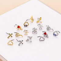 Thumbnail for Chic CZ Inlaid Snake Bat Cloud Floral Cross Heart Nose Piercing Nose Stud - ArtGalleryZen