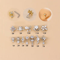 Thumbnail for Chic CZ Inlaid Stainless Steel Floral Angel Wings Heart Nose Piercing Nose Stud - ArtGalleryZen