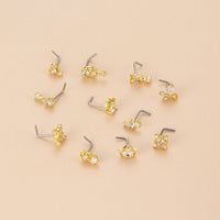 Thumbnail for Chic CZ Inlaid Stainless Steel Floral Angel Wings Heart Nose Piercing Nose Stud - ArtGalleryZen