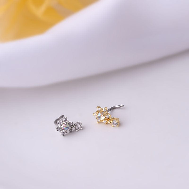 Chic CZ Inlaid Stainless Steel Nose Piercing Nose Stud - ArtGalleryZen