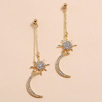 Thumbnail for Chic CZ Inlaid Star Moon Phase Dangle Earrings - ArtGalleryZen