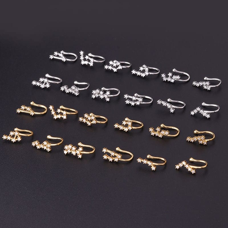 Chic CZ Inlaid Zodiac Non Piercing Nose Cuff Nose Ring - ArtGalleryZen