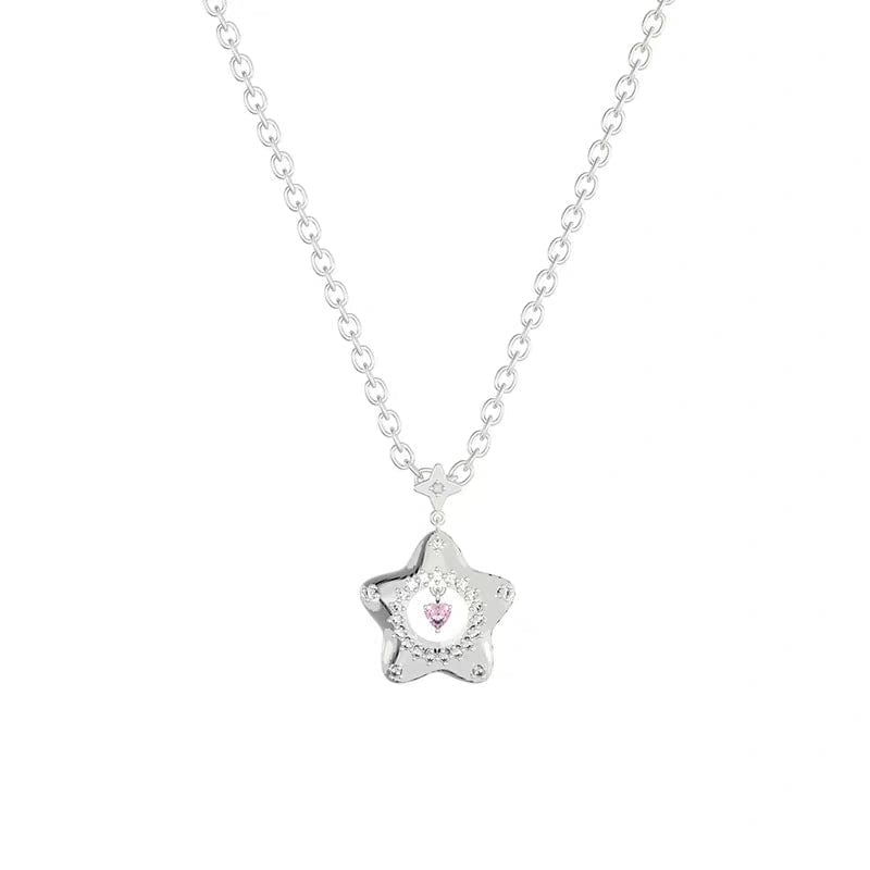 Chic Dangling Heart Star Necklace - ArtGalleryZen
