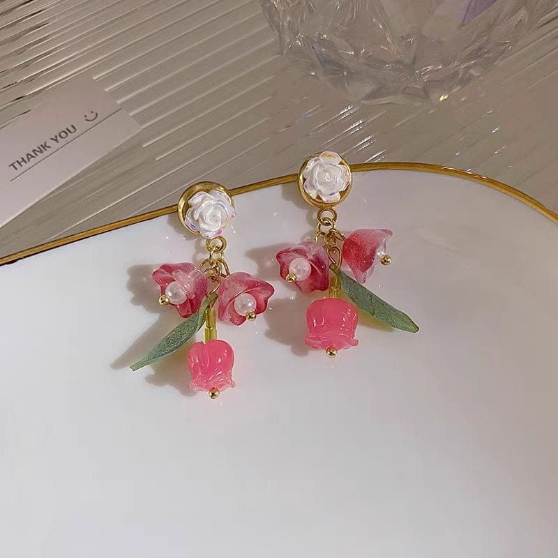 Chic Dangling Rose Earrings - ArtGalleryZen