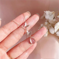 Thumbnail for Chic Duo Enamel Butterfly Opal Pendant Necklace - ArtGalleryZen