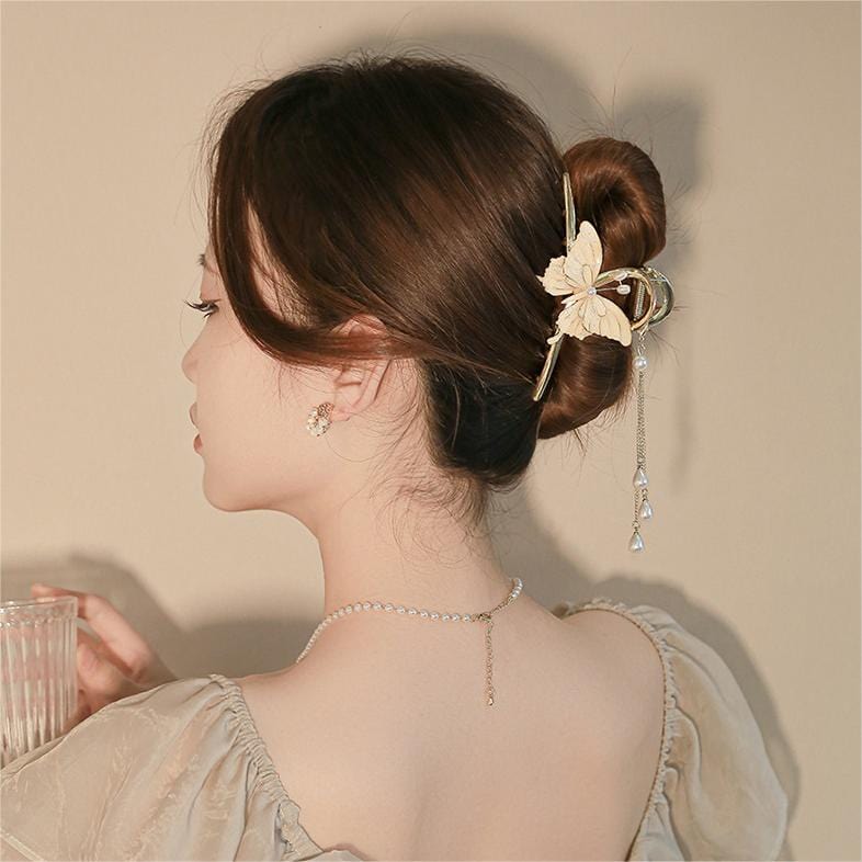 Chic Enamel Butterfly Chignon Claw Clip Hair Clip - ArtGalleryZen