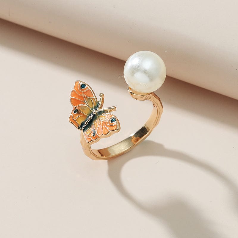 Chic Enamel Butterfly Necklace Bracelet Ring Set - ArtGalleryZen