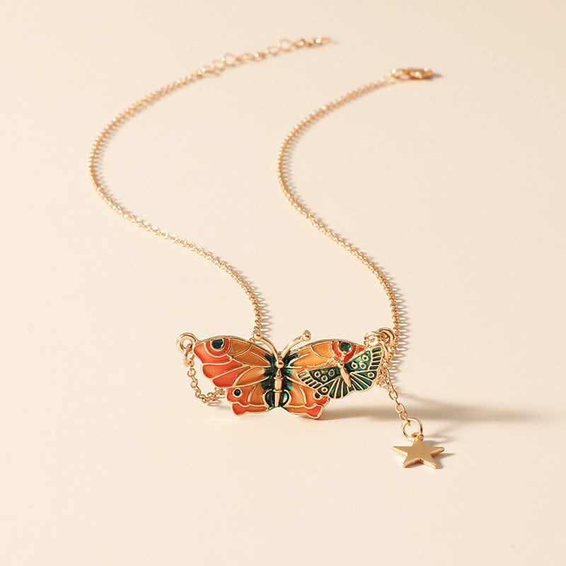 Chic Enamel Butterfly Necklace Bracelet Ring Set - ArtGalleryZen