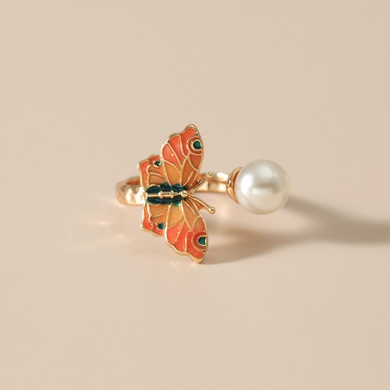 Chic Enamel Butterfly Necklace Bracelet Ring Set - ArtGalleryZen