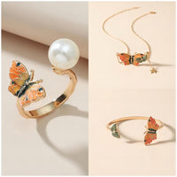 Thumbnail for Chic Enamel Butterfly Necklace Bracelet Ring Set - ArtGalleryZen