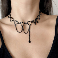 Thumbnail for Chic Enamel Butterfly Star Charm Chain Tassel Heart Necklace - ArtGalleryZen